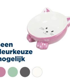 TRIXIE VOERBAK / DRINKBAK KATTENKOP VERHOOGD KERAMIEK ASSORTI
