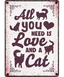 PLENTY GIFTS WAAKBORD BLIK ALL YOU NEED IS LOVE AND A CAT