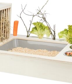 TRIXIE VOEDERSTATION MET VOERBAK / WATERBAK / HOOIRUIF HOUT NATUREL