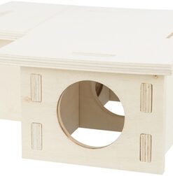 TRIXIE KNAAGDIERHUIS 3 KAMERS ONBEHANDELD HOUT NATUREL