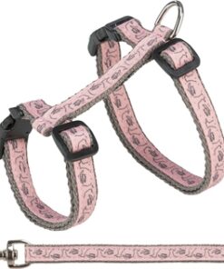 TRIXIE KATTENTUIG MET RIEM GRIJS / ROZE