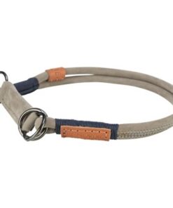 TRIXIE BE NORDIC HALSBAND HOND HALF-SLIP LEER GRIJS