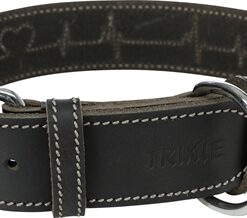 TRIXIE RUSTIC VETLEER HALSBAND HOND HEARTBEAT ZWART