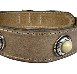 SAZZZ HALSBAND HOND BOHO TREASURE STONE VINTAGE LEER BEIGE