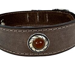 SAZZZ HALSBAND HOND BOHO TREASURE STONE VINTAGE LEER BRUIN
