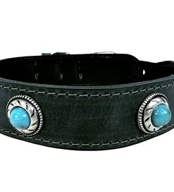 SAZZZ HALSBAND HOND BOHO TREASURE STONE VINTAGE LEER ANTRACIET