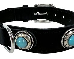 SAZZZ HALSBAND HOND ADVENTURE STONE CLASSIC LEER ZWART
