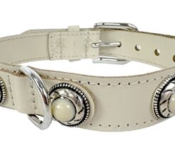 SAZZZ HALSBAND HOND ADVENTURE STONE CLASSIC LEER CREME