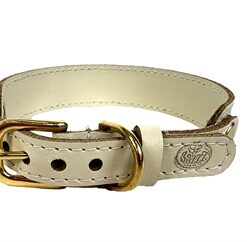 SAZZZ HALSBAND HOND SWEETIE CLASSIC LEER CREME
