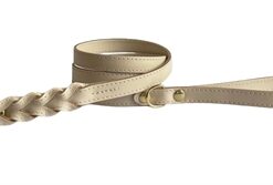 SAZZZ HONDENRIEM PASSION BRAIDED CLASSIC LEER CREME