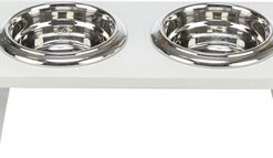 TRIXIE BE NORDIC SET VOERBAK / WATERBAK HOUT / RVS WIT