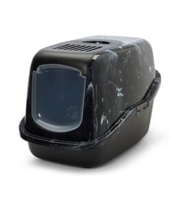 SAVIC KATTENBAK NESTOR MARBLE ZWART / WIT