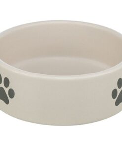 TRIXIE VOERBAK / DRINKBAK HOND POOTMOTIEF KERAMIEK LICHTGRIJS / GRIJS