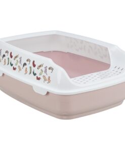 TRIXIE KATTENBAK DELIO MET RAND BEDRUKT LICHTROZE / WIT