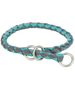TRIXIE HALSBAND HOND CAVO HALFSLIP AQUA / GRAFIET GRIJS