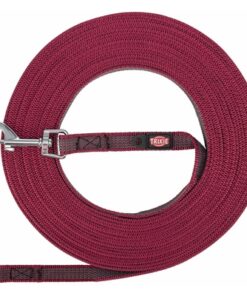 TRIXIE HONDENRIEM SLEEPLIJN MET RUBBER BEKLEED SANGRIA