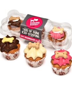 THE BARKING BAKERY MINI ICED WOOFINS VANILLA EN CAROB TRIO ASSORTI