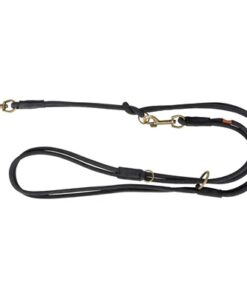 TRIXIE HONDENRIEM PURE VERSTELBAAR ROND GESTIKT LEER ZWART