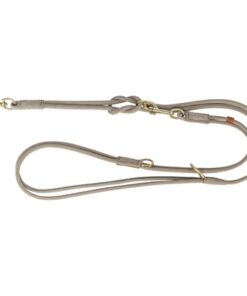 TRIXIE HONDENRIEM PURE VERSTELBAAR ROND GESTIKT LEER LICHTGRIJS