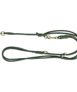 TRIXIE HONDENRIEM PURE VERSTELBAAR ROND GESTIKT LEER SALIEGROEN