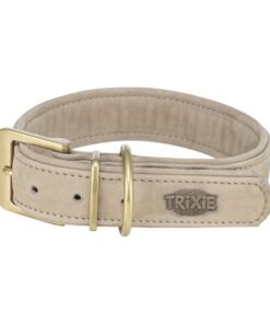 TRIXIE HALSBAND HOND PURE LEER LICHTGRIJS
