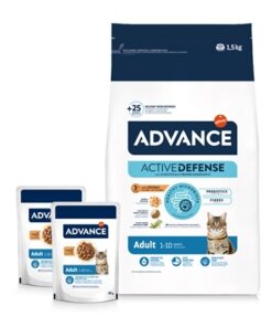 ADVANCE CAT ADULT CHICKEN / RICE + 2 POUCHES CHICKEN