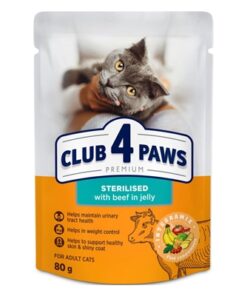CLUB 4 PAWS PREMIUM ADULT STERILISED BEEF IN JELLY POUCH